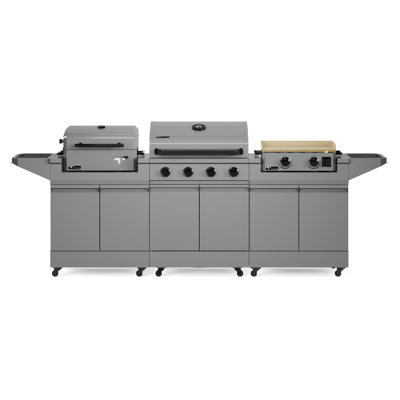 TYTUS Modular 4-Burner Gas Grill, Charcoal Grill with Cart and Gas Griddle with Cart
