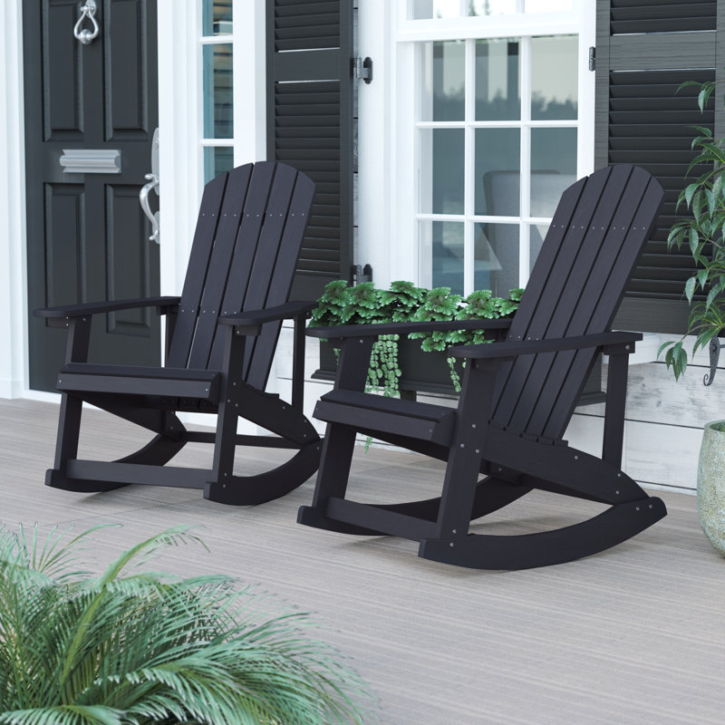 Chaise berçante Adirondack intérieure / extérieure en polyrésine Baltazar, Noir