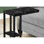 Living Room Table With Metal Base And Rectangular Black Laminate Top Contemporary End Marble-Like Surface