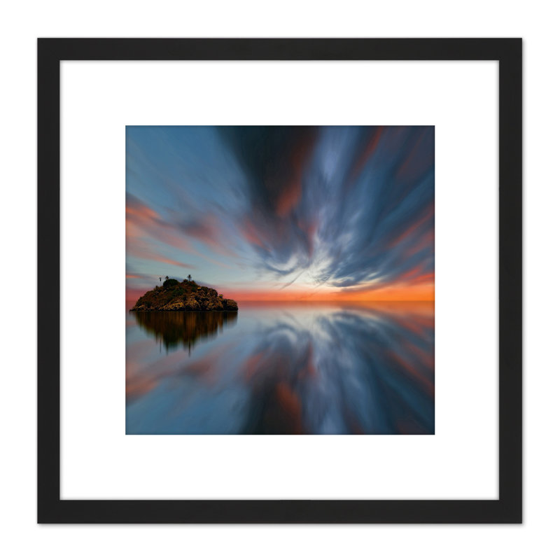 Blue Orange Island Sunset Landscape - Single Picture Frame Print