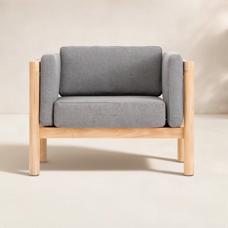 Haven Outdoor Teak Armchair, Sunbrella Greystone