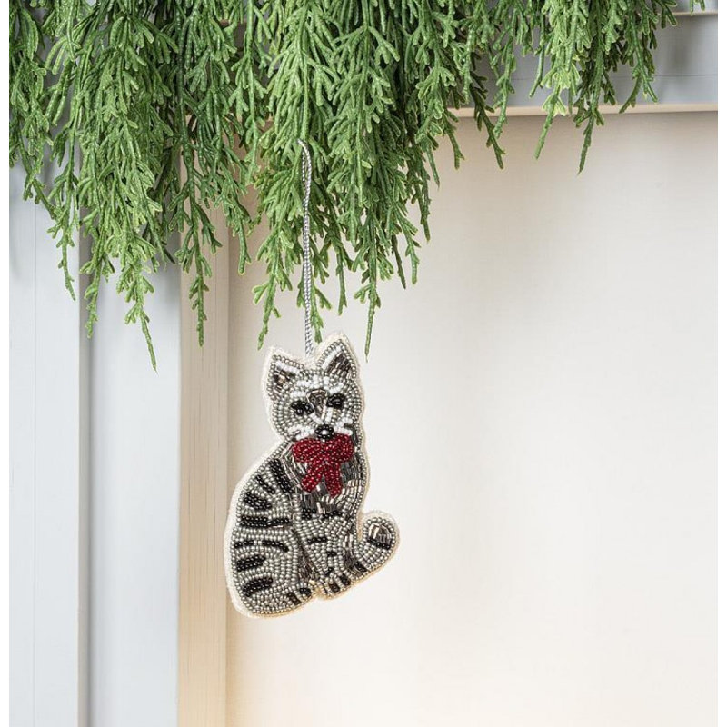 Tabby Cat Bead Ornament