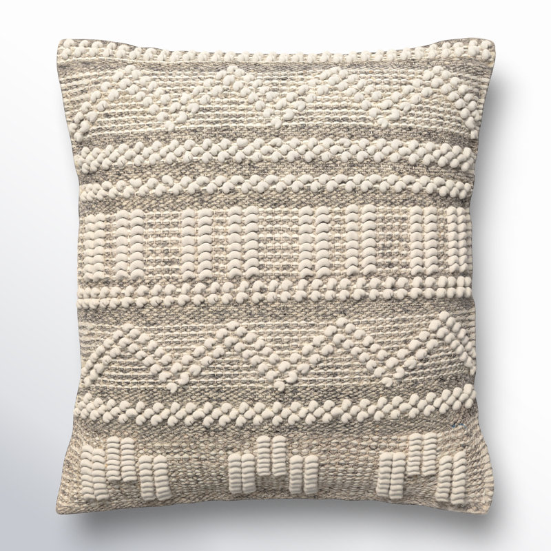 Reni Geometric Wool Blend Reversible Throw Pillow, Polyester/Polyfill, 18"H x 18"W