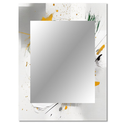 Yellow and Green Abstracted Perspectives III - Abstract Decorative Mirror, Yellow Large Wall Mirror, Printed Metal Art