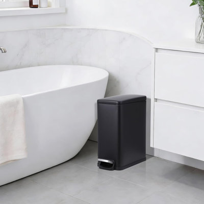 Poubelle de salle de bain en plastique 10L en acier inoxydable avec pédale mains libres, seau intérieur à pédale et pédale