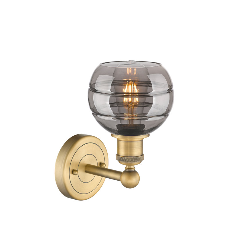 Applique murale 8 lumières Edison Bienes, H 10,13 po x l 5,88 po x P 7,44 po, Gris fumée clair, Laiton brossé