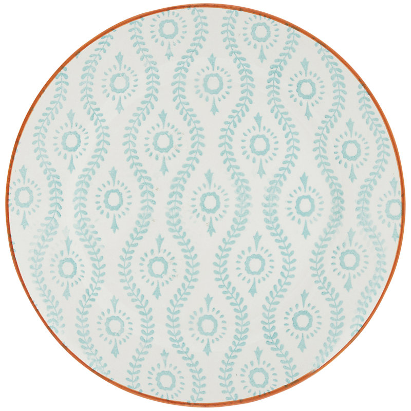 Turquoise Glazed Ceramic 16-Piece Dinnerware Set with Trim Embellishment