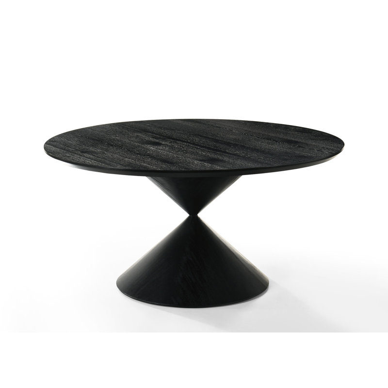 Ebony 59" Round Dining Table, Base, Solid Wood + , Natural Surface Feature