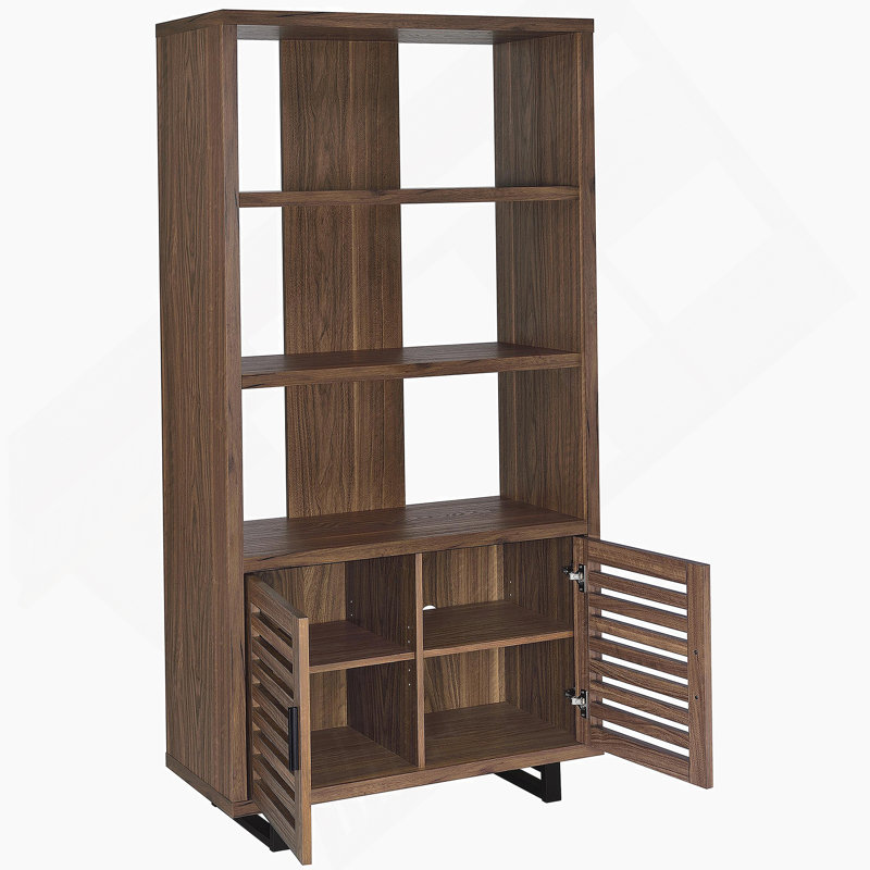 3-Shelf Bookcase With Slatted Doors