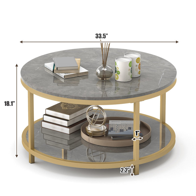 Tomball Single Coffee Table, Gray, Gold