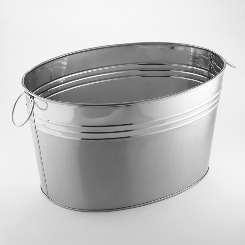 20" Mirrored Stainless Steel Oval Beverage Tub