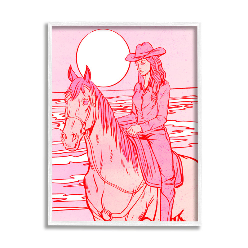 «Vintage Coastal Cowgirl» encadré sur bois par Ziwei Li, Giclée encadrée blanc bord de mer, H 14 po x l 11 po x P 1,5 po