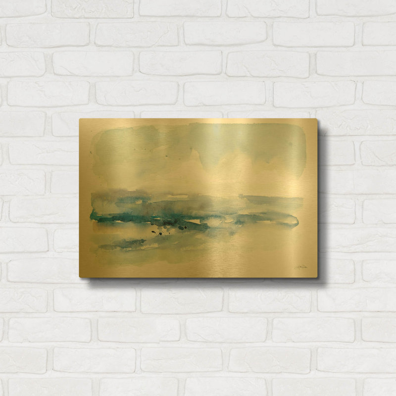 «Shoreline Blues I» par Katrina Pete, art mural en métal doré, 24 po x 16 po, 24 po x 16 po