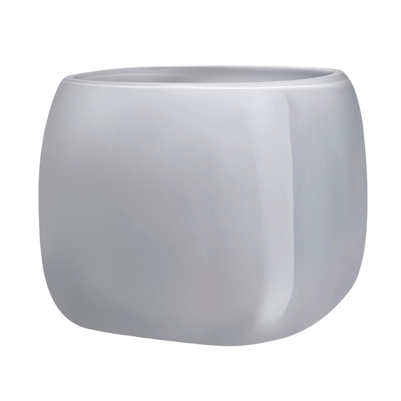 Mono Box Handmade Lead Free Crystal Table Vase, Opal Gray, 7.76" H x 8.46" W x 8.46" D