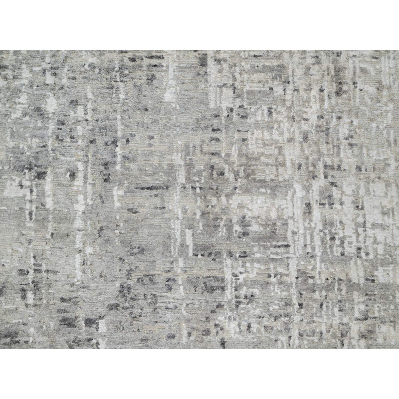 Tapis carré gris en laine naturelle nouée à la main 10 pi 2 po x 10 pi 2 po ED5DC449227447AEA3C3F10AD8231FFE