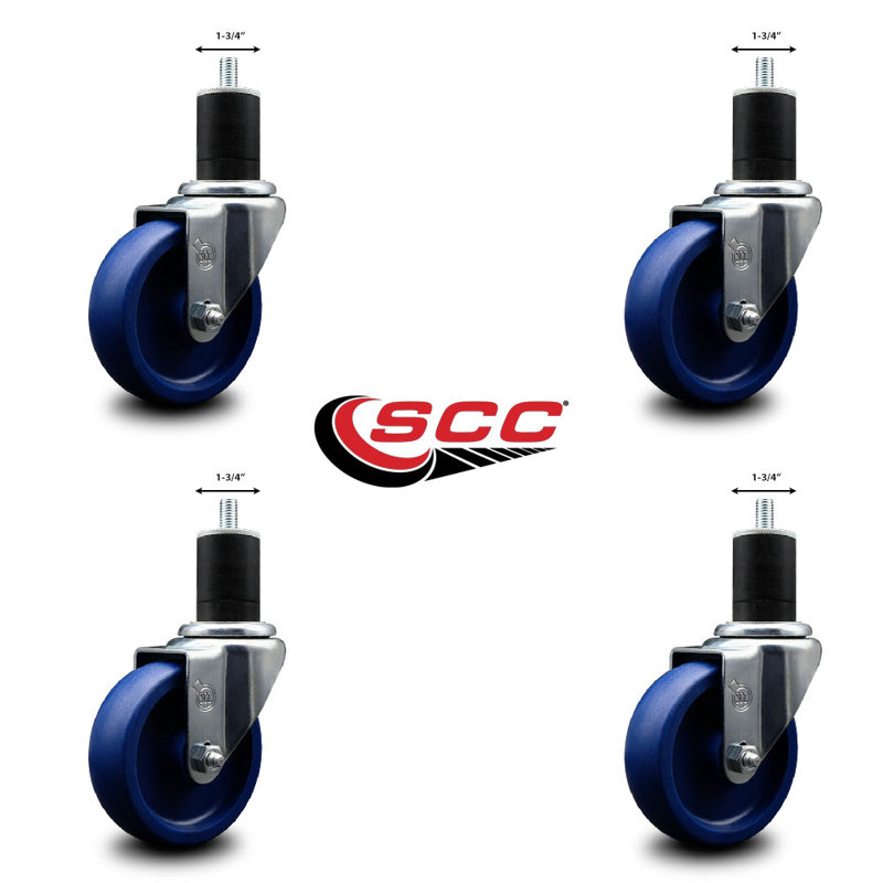 Solid Poly Wheel Swivel Expanding Stem Caster Set SCC NB 4" x 1-3/4"
