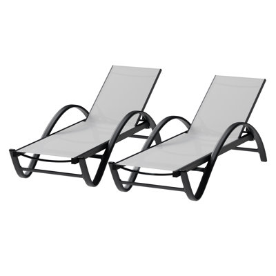Rannon 24" W Aluminum Reclining Patio Chaise Lounge with Armrests