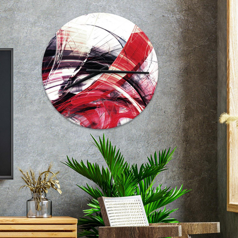 Horloge murale 15,75 po Treyson, Rouge / noir / blanc