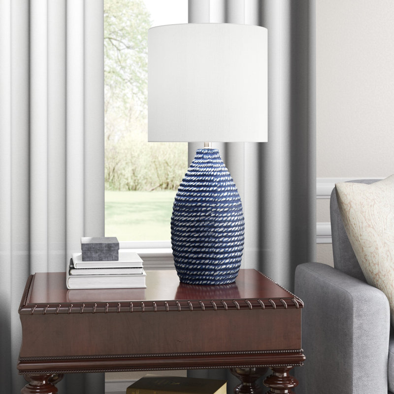 Lampe de table bleue 27 po Avalyn