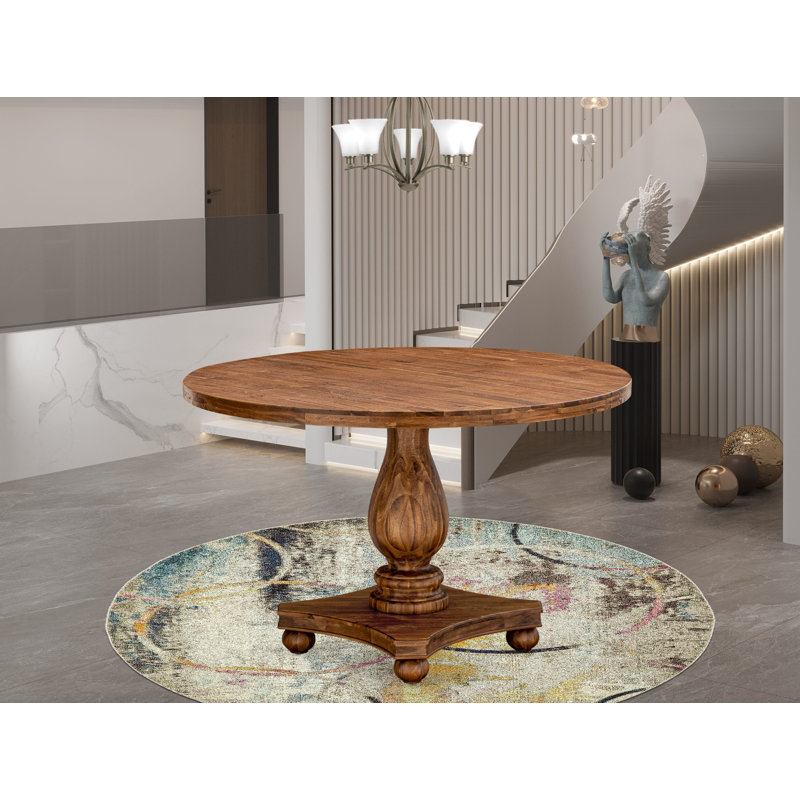 Table de salle à manger rustique Irving, Noyer antique, Base de balustre, 48 x 48 x 30 pouces