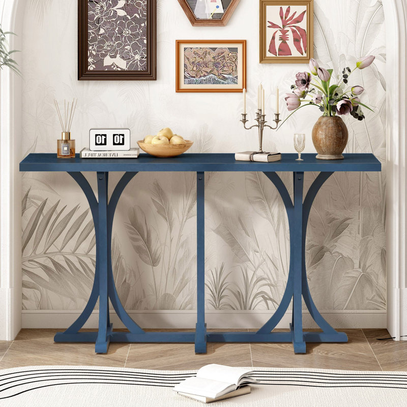 Thedrick 59.8'' Wooden Veneer Top Console Table, Navy Blue