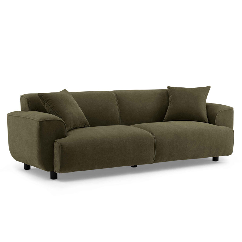 Wallas 231.1Cm Round Arms Sofa, Olive Rayon/Viscose