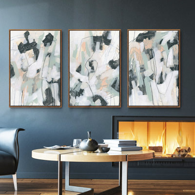 Ensemble de 3 pièces encadrées sur toile Tempéré