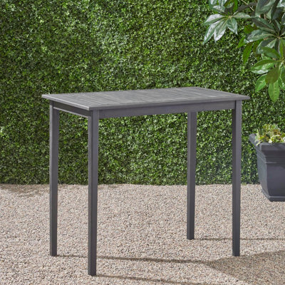 Table d'extérieur en bois, fini gris foncé, style minimaliste, hauteur 104 cm (41 po), assemblage requis. Mobilier de bar et de terrasse, hauteur 102 cm (40 po).