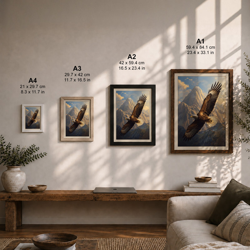 Soaring Eagle Coastal - Framed Print, A3 - 42.0 x 29.7 cm, White