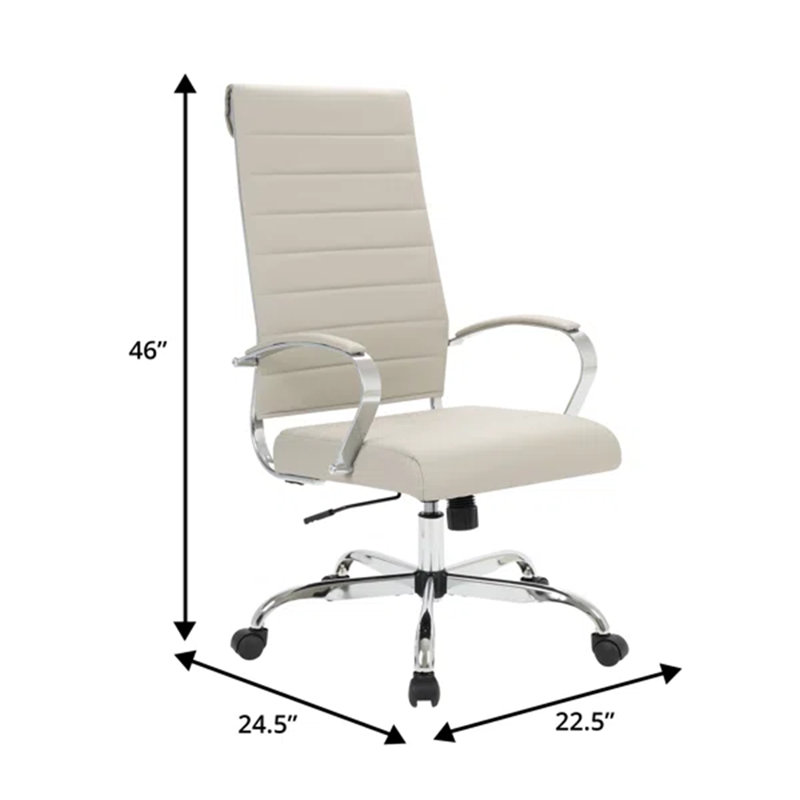 Mulkey High-Back Leather Executive Office Chair – Adjustable Swivel Desk Chair for Computer, Conference, or Home Office Use
