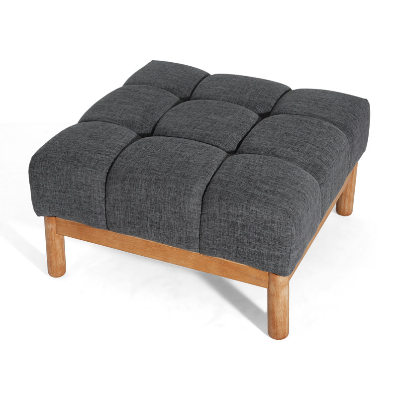 Kyra Modern Upholstered Deep Biscuit-Tufted Ottoman With Plush Foam Cushion, Gray