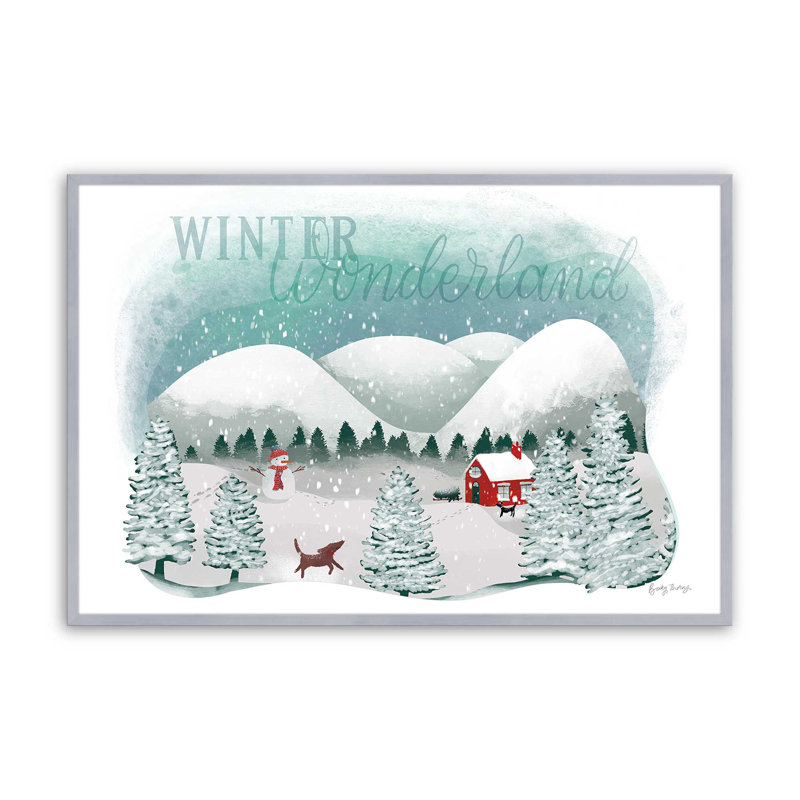 Rustic Winter Wonderland, reproduction encadrée, Cadre simple en chrome poli poli, H 25,25 po x l 37,25 po x P 1,25 po