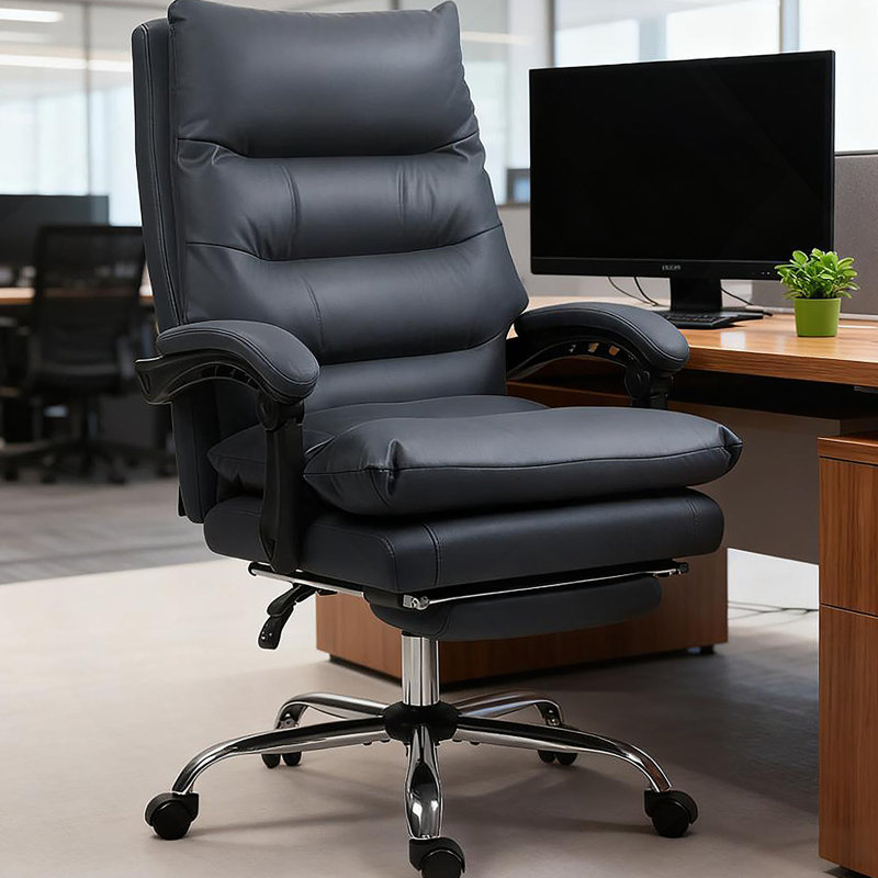 Fauteuil de bureau en microfibre à massage inclinable et chauffant, gris foncé, Gris foncé
