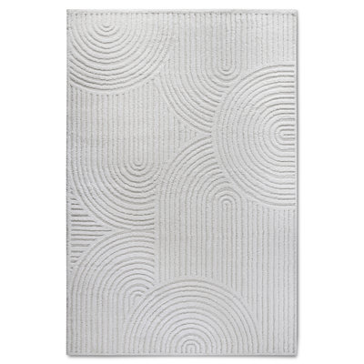 Gallery Geometric Machine Woven Cream White Area Rug