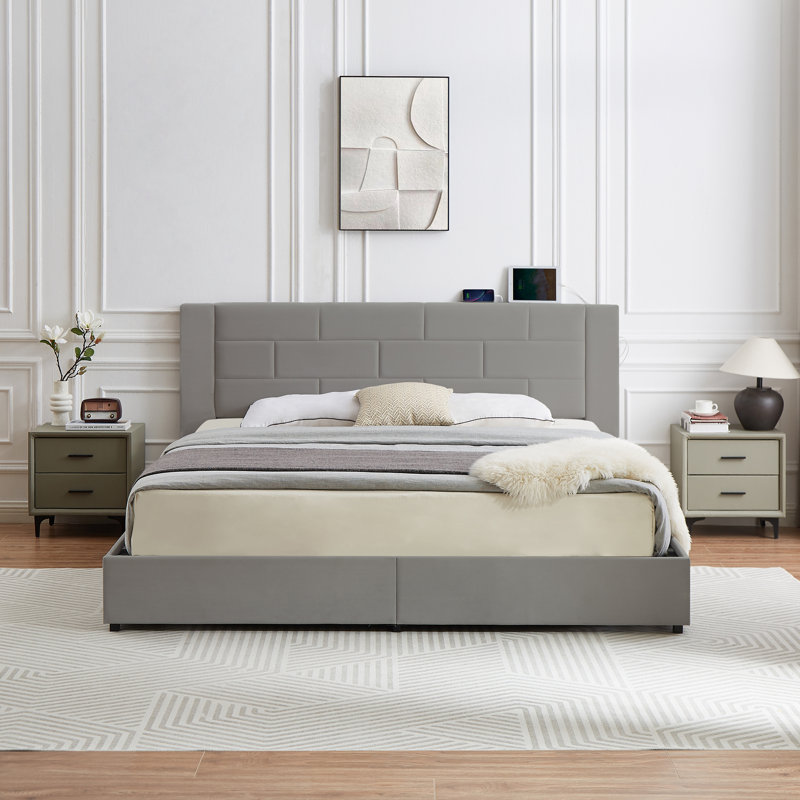 Ensemble de chambre à coucher Rotella, Gris foncé, Très grand