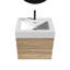 24 meubles de salle de bain en chêne brut + chêne brut avec lavabo en quartz blanc et tiroirs souples, meuble-lavabo mural flottant pour salle de bain moderne, lavabo blanc brillant une pièce, KD-721489459