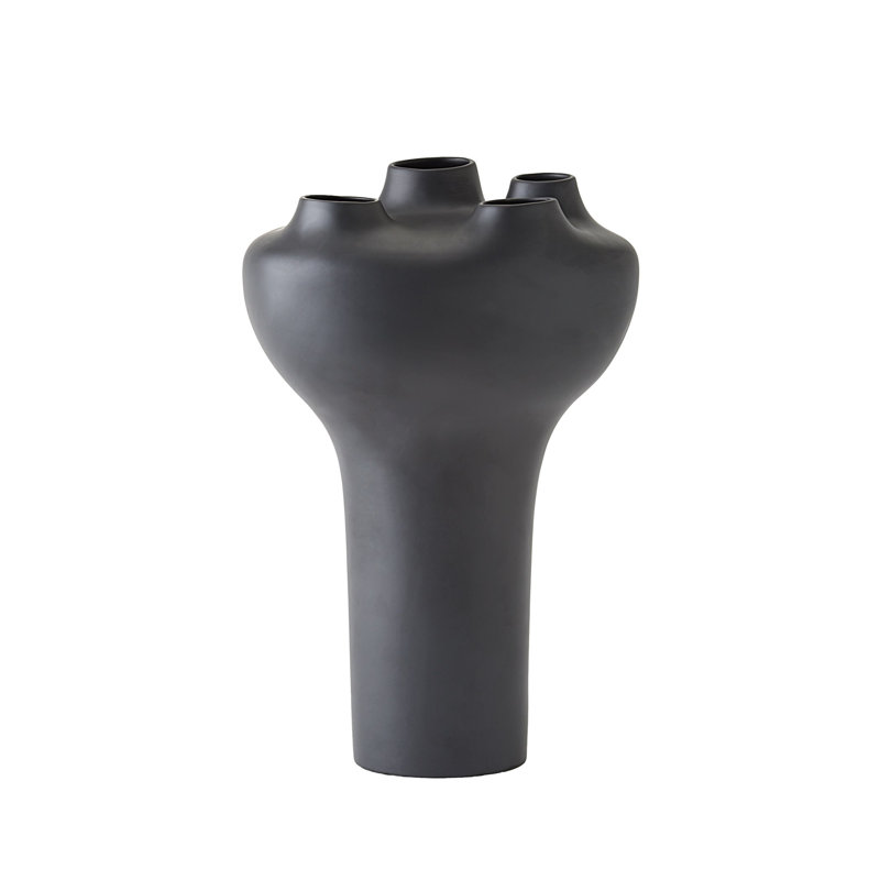 Geyser Handmade Earthenware Table Vase, Black
