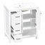 Meuble-lavabo 30 po avec comptoir, meuble-lavabo avec deux portes et deux tiroirs, bois massif, tablette ouverte, panneaux de fibres à densité moyenne, un paquet, blanc-64690527