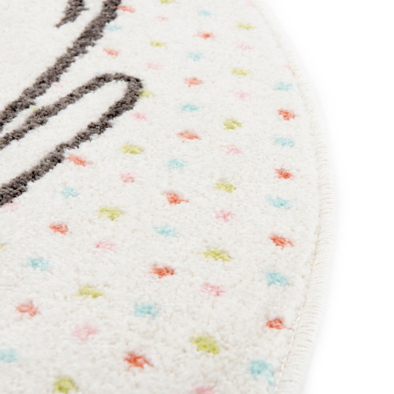 Round Polka Dots Machine Woven Polypropylene Plastic Rug, Round 7'10"