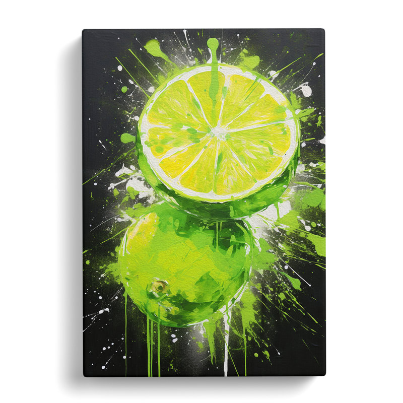 Lime Fruit Gestural - Wrapped Canvas, 76cm H x 50cm W x 3cm D