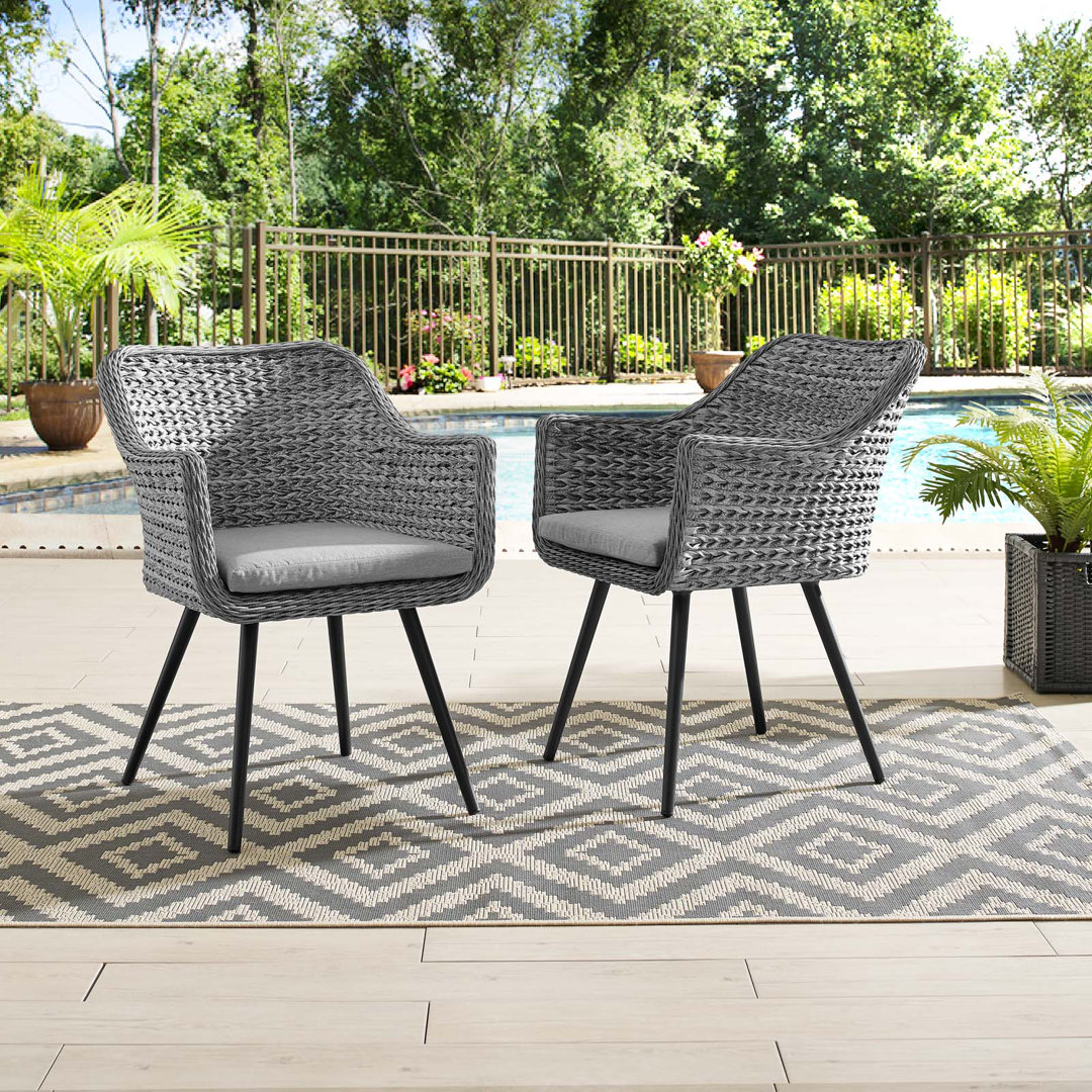 Modway Endeavor Dining Armchair Outdoor Patio Wicker Rattan (Set of 2) Modway