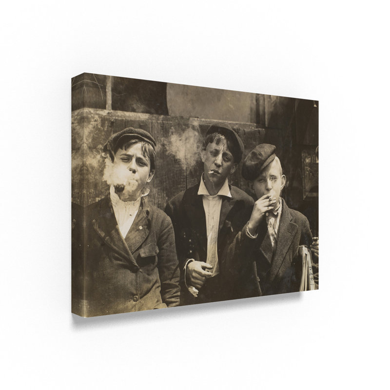 Vintage Black and White Canvas Print with Wooden Frame