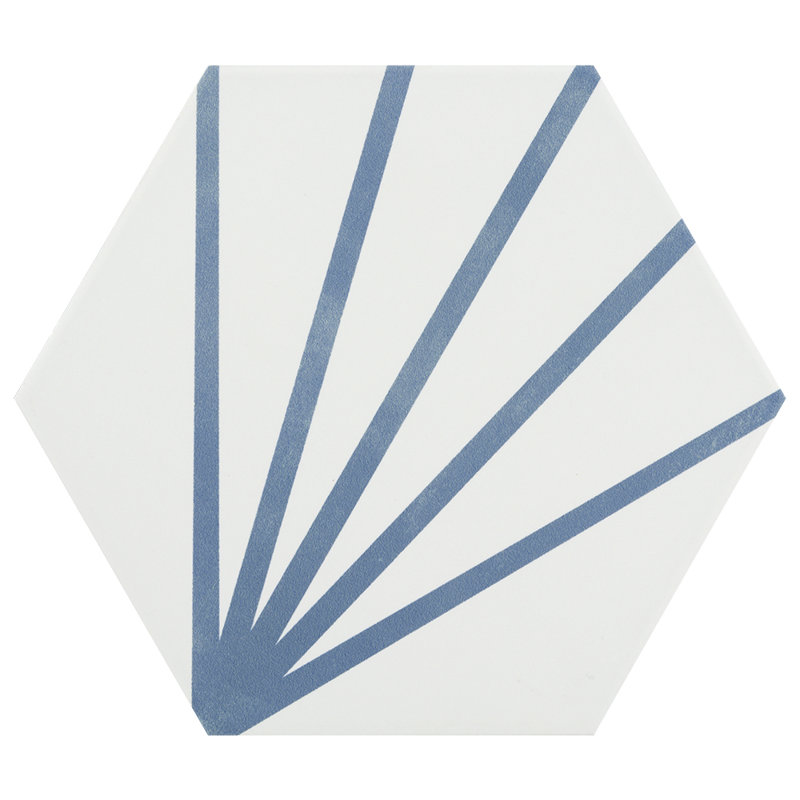 Horizon 7-3/4" x 9" Porcelain Wall & Floor Tile, White/Blue