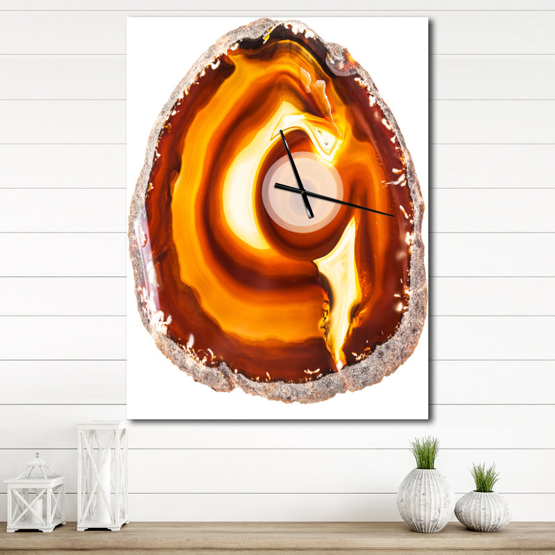 Vibrant Agate Geode Slice - Horloge murale moderne, H 32 po x l 24 po x P 1 po