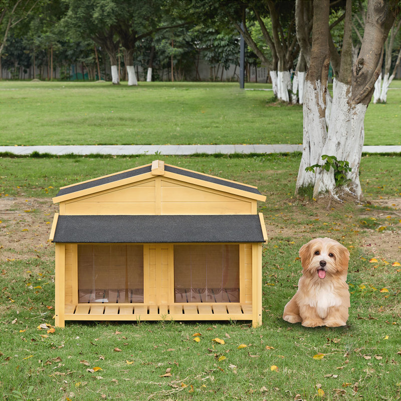 Niche pour chien en bois Danina, H 33 po x l 45,67 po x P 36,62 po, Naturel