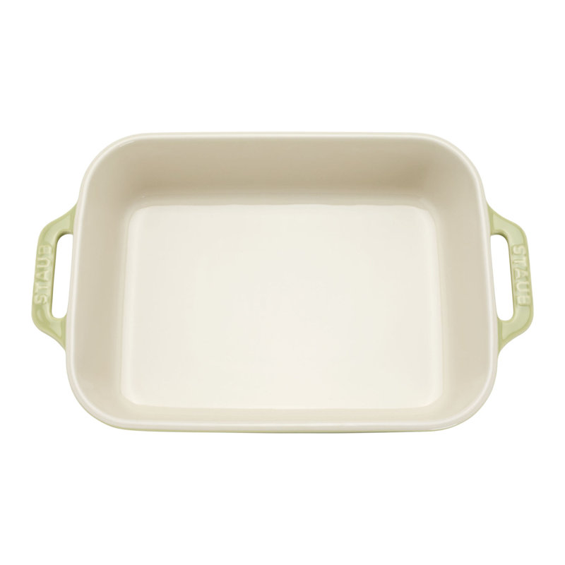 Staub Ceramic 4-Pc Baking Pans Set, Casserole Dish With Lid, Brownie Pan, Citron, Light Green