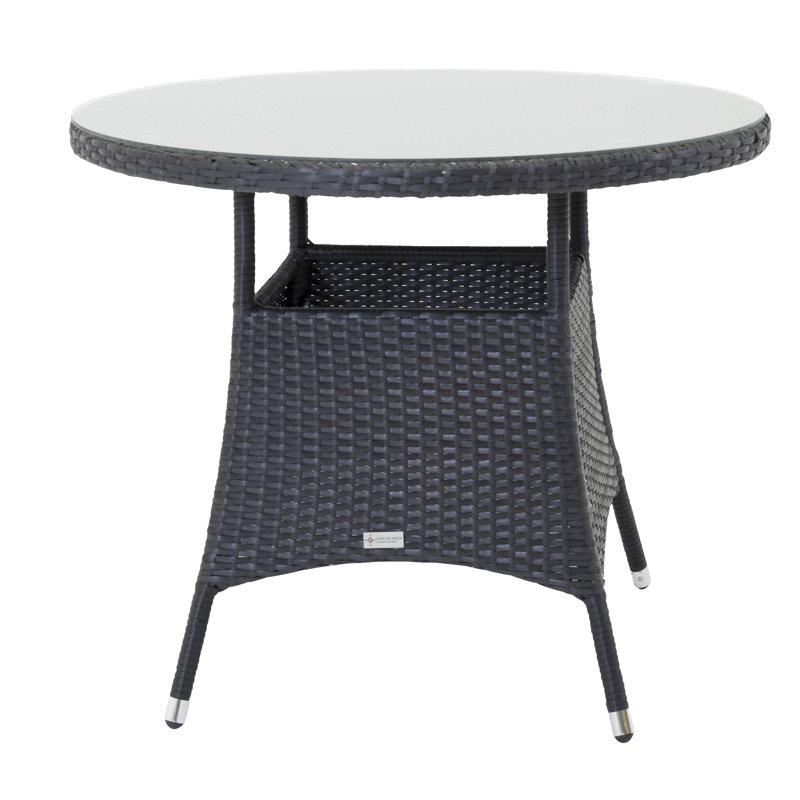 Mitul Round Wicker Outdoor Dining Table , 90cm cm W 90cm cm D, Black