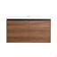 Meuble-lavabo mural 36 po avec lavabo en résine, finition brun naturel, armoire à double porte en contreplaqué, ensemble de meuble-lavabo flottant moderne, ensemble KD, ensemble simple