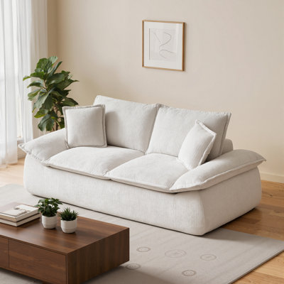 Canapé 79 po sans os 79 po, canapé 2 places avec coussins amovibles et 2 coussins, canapé en chenille pour salon