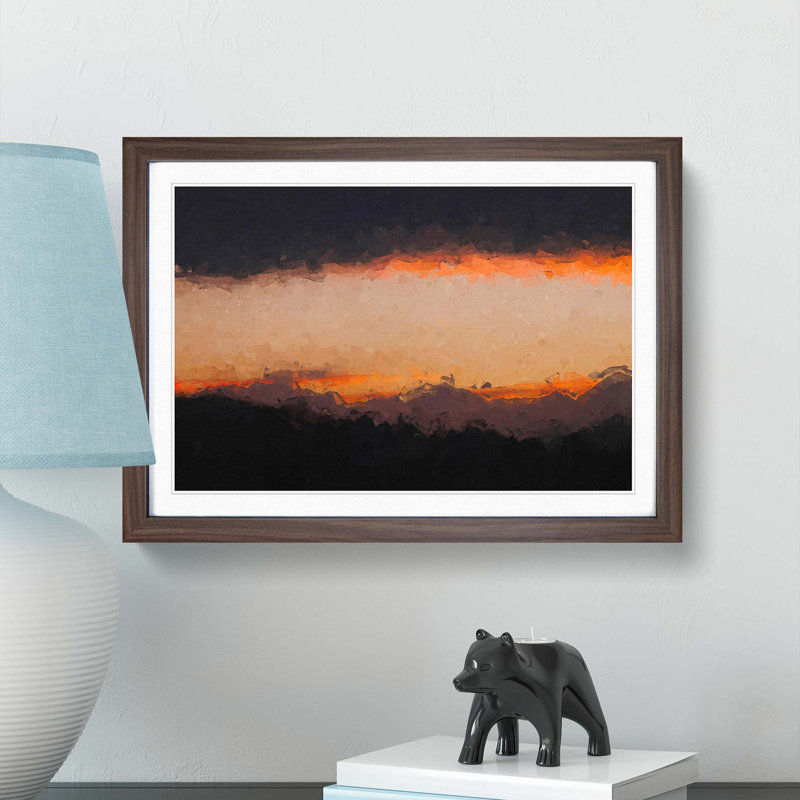 Mountains Beneath the Clouds in Abstract - Framed Print, 36cm H x 48cm W x 2cm D, Walnut Framed